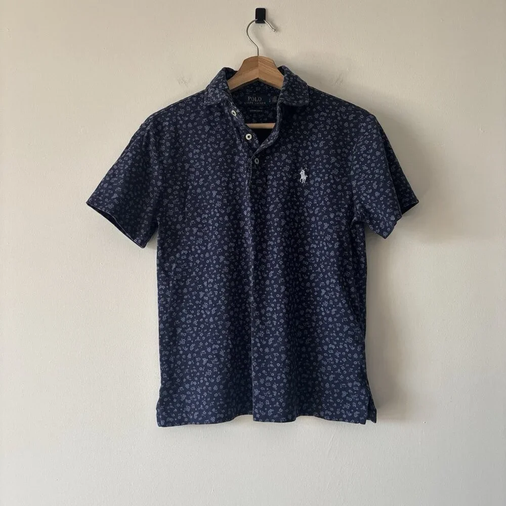 Polo Ralph Lauren CUSTOM SLIM FIT Men’s SMALL Floral Polo Shirt Preppy Old Money